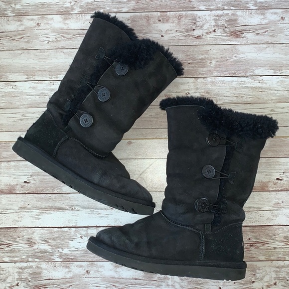 Ugg Australia Black Button Closure Boots - Picture 1 of 7